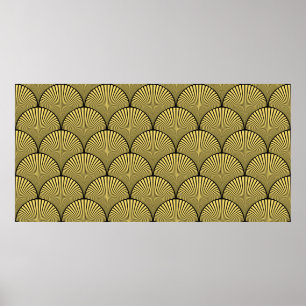 Nahtlos schwarz und gold japanisch Deko floral w