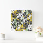 Nahtlos tropischer Dschungel exotische abstrakt ge Quadratische Wanduhr (Zuhause)