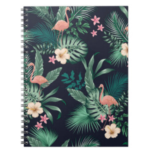 nahtlos tropisches Muster mit üppiger Blattlage, f Notizblock