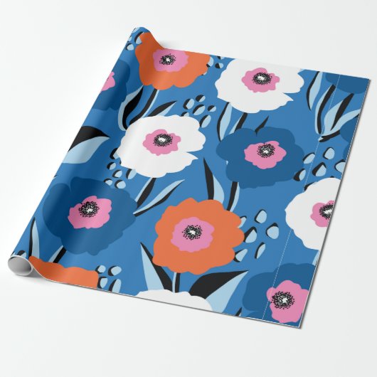 Nahtlos Vintages Muster, rot und blau Geschenkpapier (Ungerollt)