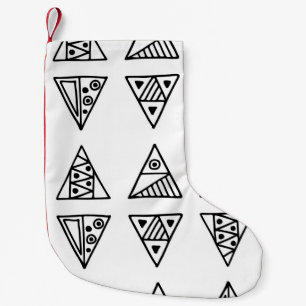 Nahtlos Vintages Muster. Schwarzweißgeometrie Kleiner Weihnachtsstrumpf