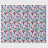 Nahtlos von rosa und blauen Hydrangea-Blume Geschenkpapier (Flach)