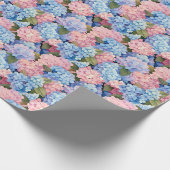 Nahtlos von rosa und blauen Hydrangea-Blume Geschenkpapier (Ecke)
