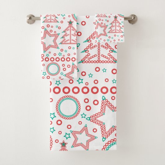 Nahtlos weiß Frohe Weihnachtsdekoration tr Badhandtuch Set (Insitu)