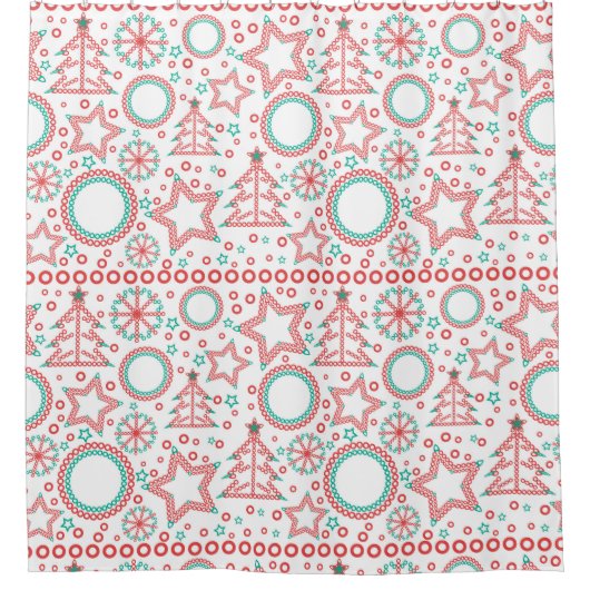 Nahtlos weiß Frohe Weihnachtsdekoration tr Duschvorhang (Vorderseite)