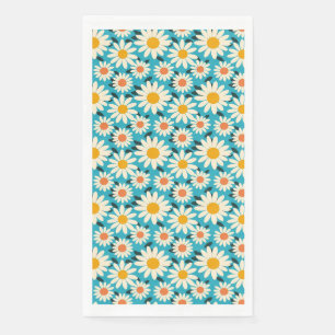 Nahtlos weißer und orangefarbener Gänseblümchen-Bl Serviette