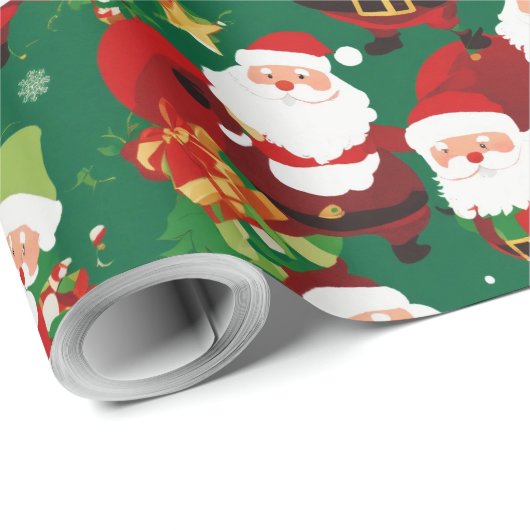 Nahtlos wiederholbares Stoffmuster mit Santa Claus Geschenkpapier (Rolleneckpunkt)