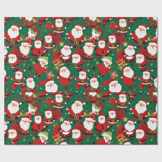 Nahtlos wiederholbares Stoffmuster mit Santa Claus Geschenkpapier (Flach)