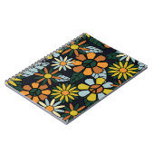 Nahtlose 70er Jahre Retro-Hippie-Blume - Vinta Notizblock (Linke Seite)