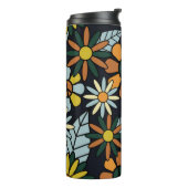 Nahtlose 70er Jahre Retro-Hippie-Blume - Vinta Thermosbecher (Nach links gedreht)