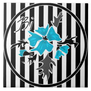 Nahtlose abstrakte blaue Blüten, schwarz blühend Fliese