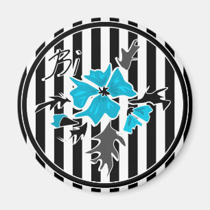 Nahtlose abstrakte blaue Blüten, schwarz blühend Magnet