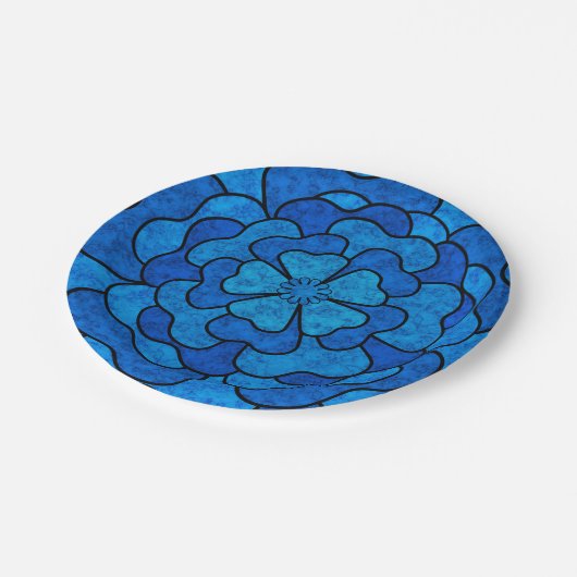 Nahtlose abstrakte Blume mit Blumenmotiven Pappteller (Schrägansicht)