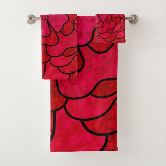 Nahtlose abstrakte blumenfarbene Blume Badhandtuch Set (Insitu)