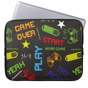 Nahtlose abstrakte Darstellung im Pixelspielstil.  Laptopschutzhülle