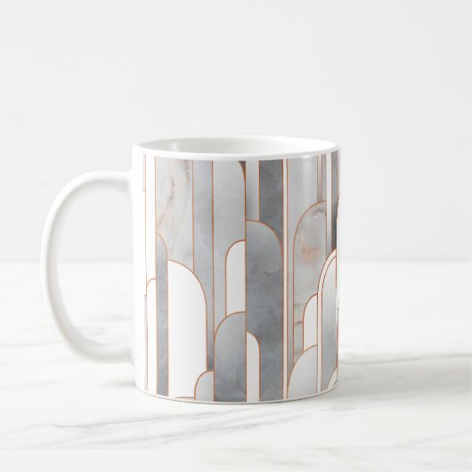 Nahtlose abstrakte Deko-Muster mit Textur und Kaffeetasse (Links)