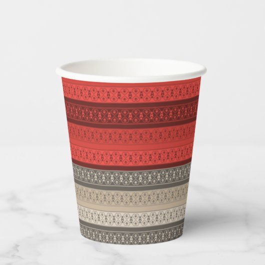 Nahtlose abstrakte Dekoration Retro Vintag Pappbecher (Vorderseite)