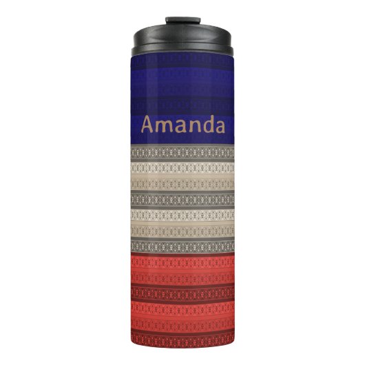 Nahtlose abstrakte Dekoration Retro Vintag Thermosbecher (Vorderseite)