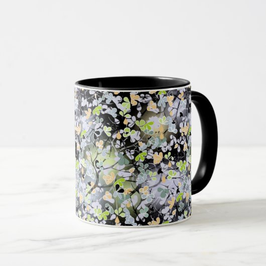 Nahtlose abstrakte Frühlingszweige Blätter blau Tasse (VorderseiteRechts)