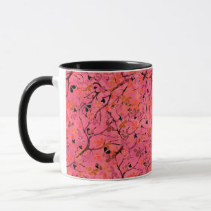 Nahtlose abstrakte Frühlingszweige Blätter rosa Tasse