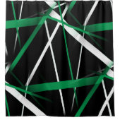 Nahtlose Abstrakte grüne und weiße Linien auf schw Duschvorhang (Vorderseite)