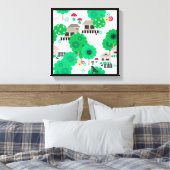 Nahtlose abstrakte Kinder Cartoons häuser Hunde Bä Leinwanddruck (Insitu (Schlafzimmer))