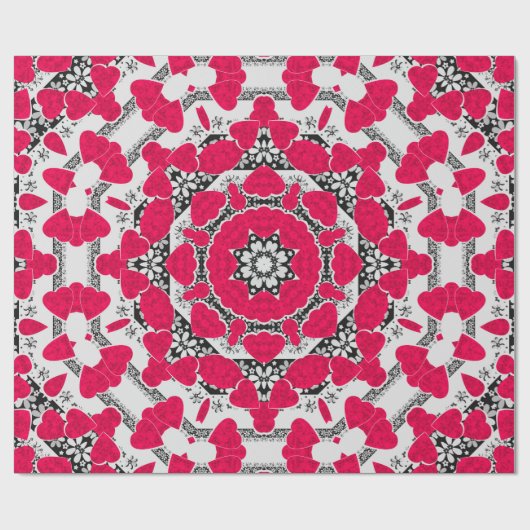 Nahtlose abstrakte Mandala-Herzen hell rund um die Geschenkpapier (Flach)