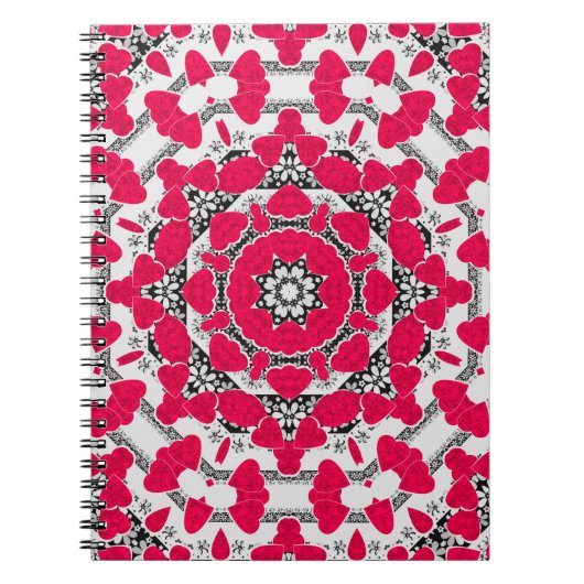 Nahtlose abstrakte Mandala-Herzen hell rund um die Notizblock (Vorderseite)