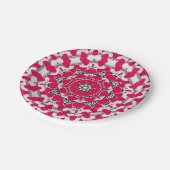 Nahtlose abstrakte Mandala-Herzen hell rund um die Pappteller (Schrägansicht)