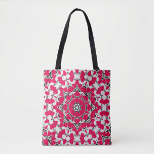 Nahtlose abstrakte Mandala-Herzen hell rund um die Tasche