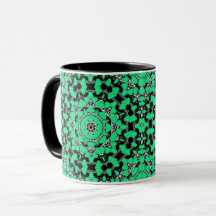 Nahtlose abstrakte Mandala-Herzen hell rund um die Tasse