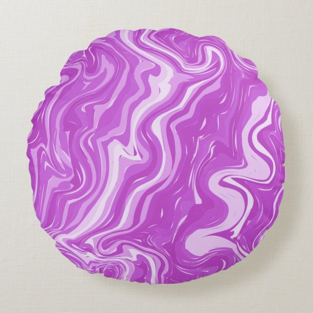 Nahtlose Abstrakte Marmorplatte Pink Pattern Kisse Rundes Kissen (Vorderseite)