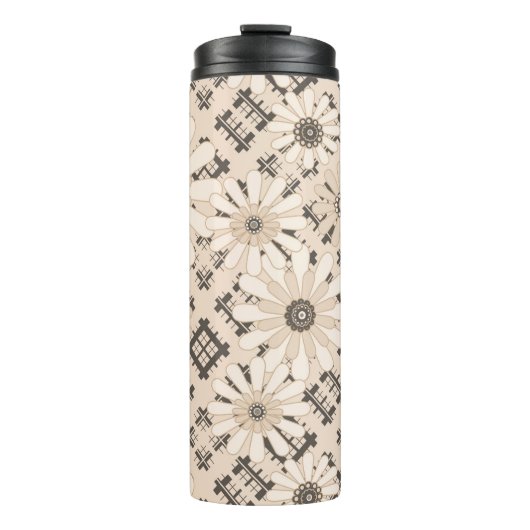 Nahtlose abstrakte, moderne, karierte karierte Blü Thermosbecher (Vorderseite)