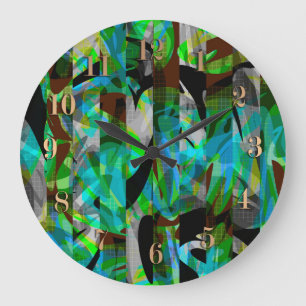 Nahtlose abstrakte moderne Pinselstriche multicolo Große Wanduhr