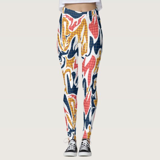 Nahtlose abstrakte moderne Pinselstriche multicolo Leggings (Vorderseite)