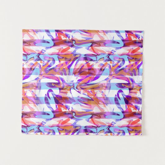 Nahtlose abstrakte moderne Pinselstriche multicolo Wandteppich (Vorderseite (Horizontal))