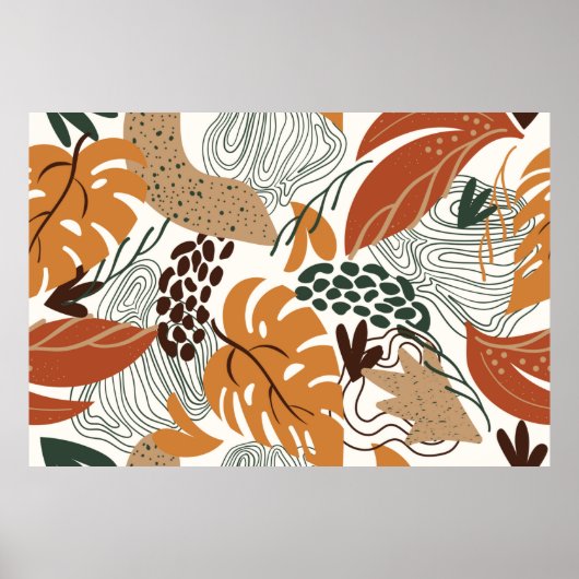 Nahtlose abstrakte Naturstruktur auf weißem Hinter Poster (Vorne)