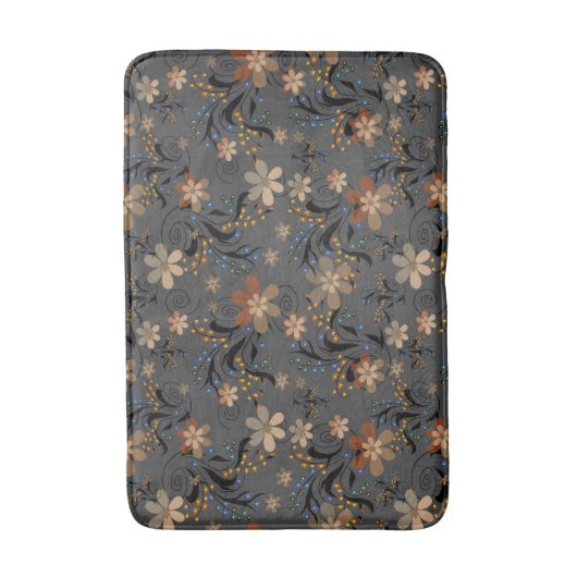 Nahtlose abstrakte Retro-beige Blume grau Backgro Badematte (Vorderseite Vertikal)