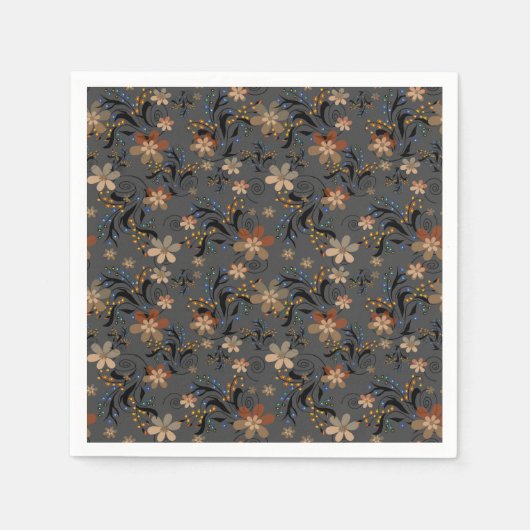Nahtlose abstrakte Retro-beige Blume grau Backgro Serviette (Vorderseite)