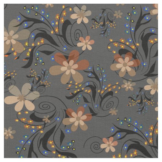 Nahtlose abstrakte Retro-beige Blume grau Backgro Stoff (Nahaufnahme)