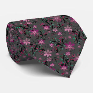 Nahtlose abstrakte Retro-violette Blume, graue Rüc Krawatte