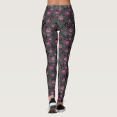 Nahtlose abstrakte Retro-violette Blume, graue Rüc Leggings (Rückseite)