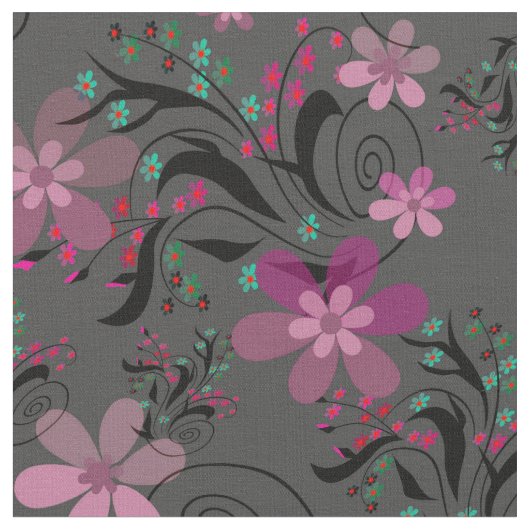 Nahtlose abstrakte Retro-violette Blume, graue Rüc Stoff (Nahaufnahme)