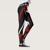 Nahtlose Abstrakte Rot- und Weißlinien auf schwarz Leggings (Rechts)