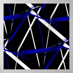 Nahtlose Abstrakte Royal Blue und White Lines Poster