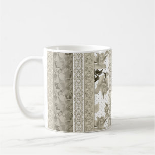 Nahtlose abstrakte Spitzentretro Vintage beige Ros Kaffeetasse