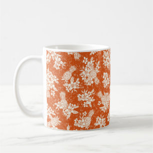 Nahtlose Aloha-Muster von Hibiskus und Ananas, Kaffeetasse