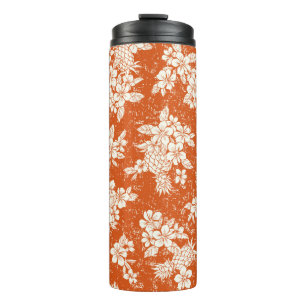 Nahtlose Aloha-Muster von Hibiskus und Ananas, Thermosbecher