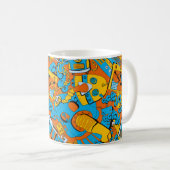 Nahtlose alte Schulmuster, Roboter und Bänder Kaffeetasse (VorderseiteRechts)