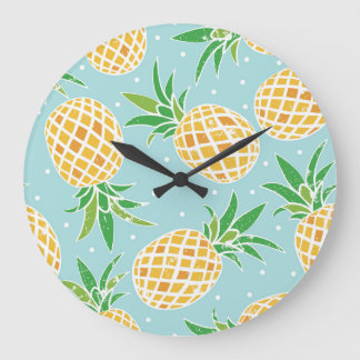 Nahtlose Ananas Muster tropische Printwerbung Große Wanduhr